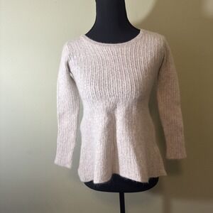 Peruvian Connection Alpaca Women's Top Knit Long Sleeve Flare Waist Ivory Sm/Med